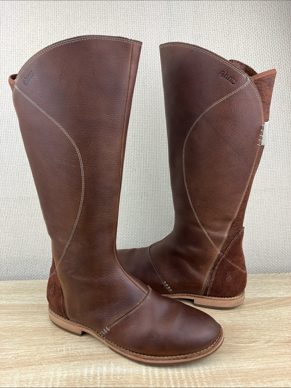 Ahnu Helena Tall Leather Riding Boots Chestnut Brown